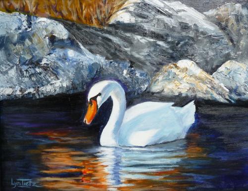 Bird-Swan by the Rocks