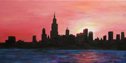 Chicago Skyline at Sunset