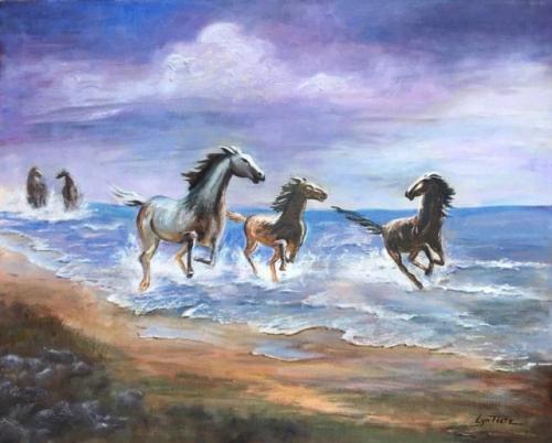 Horses in the Surf