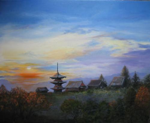 Japanese Pagoda at Dusk