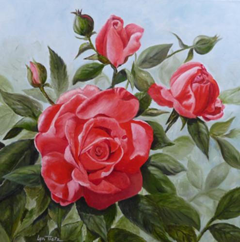 Three Red Roses - 18x18oil