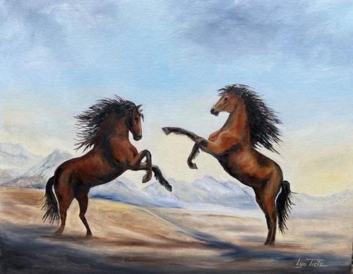 Two Horses Sparring